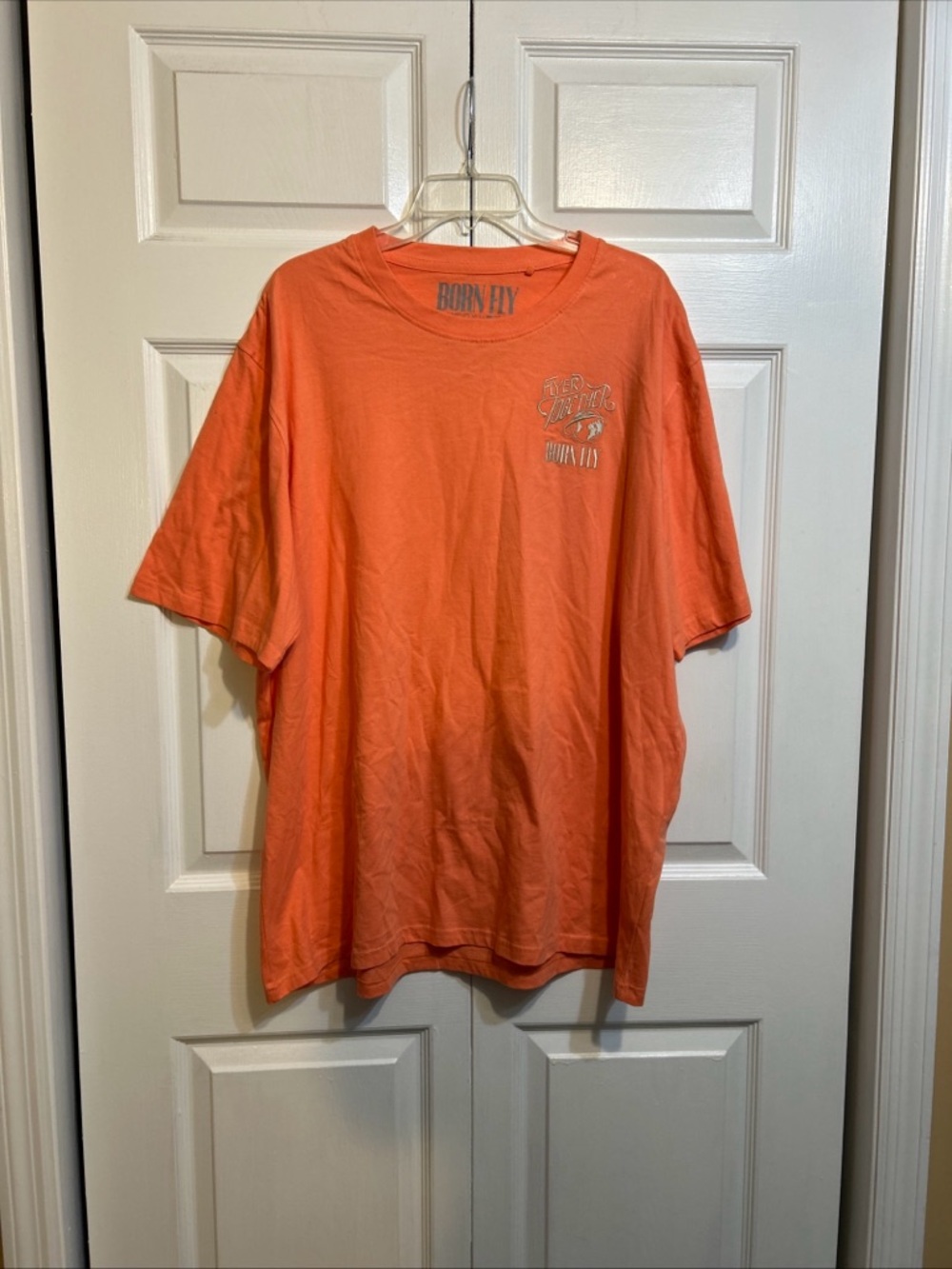 Born Fly T Shirt Size 3XL Graphic "Flyer Together" Crewneck Short Sleeves Orange